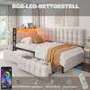 A bedroom scene featuring a bed with LED lighting. Podgląd zdjęcia produktu
