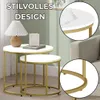 FORTENA Couchtisch Set 2tlg Rund, Marmor Look, mit goldenem Produktbild-Vorschau 3