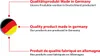 The image shows the German flag and text in three languages indicating quality and origin. Produktbild-Vorschau