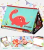 A collage of images showing a baby play mat with a dinosaur design and close-ups of its features. Produktbild-Vorschau