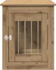 A front view of a wooden dog crate with metal bars. Produktbild-Vorschau