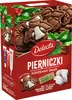 A box of Delecta Pierniczki (gingerbread cookies) with festive Christmas decorations. Podgląd zdjęcia produktu