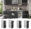A modern kitchen scene with cabinets, appliances, and a dining table, followed by individual modular kitchen cabinet units. Anteprima dell’immagine prodotto