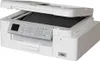 A white Brother MFC-J4340DW 4-in-1 inkjet multifunction printer is shown from a slightly elevated front-left angle with the scanner lid open. Náhled obrázku produktu