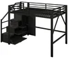 Metall-Hochbett 140x200 cm Schwarz – Multifunktionales Produktbild-Vorschau 7