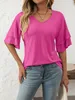 ASKSA Damen T-Shirt Rueschen aermel Bluse V-Ausschnitt Produktbild-Vorschau 5