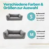 Two sizes of gray dog beds are shown with their dimensions and size labels. Podgląd zdjęcia produktu