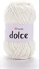 A ball of white yarn with a label. Produktbild-Vorschau