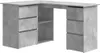 A corner desk with drawers and shelves, shown from a slightly elevated angle against a white background. Produktbild-Vorschau