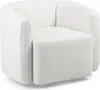 A white sherpa armchair is shown from a slightly elevated front-side angle against a white background. Podgląd zdjęcia produktu