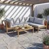 home24 Loungeset - 4-teilig - Akazie Massiv / Webstoff - Produktbild-Vorschau 3