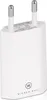 A white USB power adapter with two silver prongs. Produktbild-Vorschau
