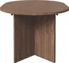 A round wooden dining table with a pedestal base. Produktbild-Vorschau