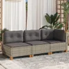 vidaXL Gartensofa mit Kissen 3-Sitzer Grau Poly Rattan Produktbild-Vorschau 3