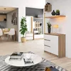 A modern living room or entryway with a dresser, shelves, and a coffee table. Podgląd zdjęcia produktu