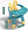 A children's high chair with a bunny design, showing dimensions. Produktbild-Vorschau