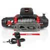 A black and red electric winch with a coiled steel cable, a remote control, and a red strap, displayed on a white background. Anteprima dell’immagine prodotto
