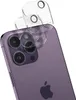 A close-up shot of the back of a purple iPhone with a clear camera lens protector being applied. Produktbild-Vorschau