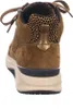 Rear view of a brown suede sneaker with leopard print accent. Voir les images du produit