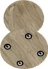 A top-down view of two round tables stacked on top of each other, with the bottom table showing four black circular feet with screws. Produktbild-Vorschau
