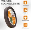 A roll of flexible skirting board is shown, with icons and text highlighting its features. Produktbild-Vorschau