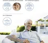 A man sitting outdoors with product features highlighted in circles above him. Produktbild-Vorschau