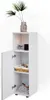 A white cabinet with its door open, showing shelves with items. Voir les images du produit
