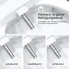 A collage of images showing a bidet nozzle with different spray patterns and text describing hygiene modes. Produktbild-Vorschau