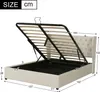 A diagram showing the dimensions of a bed frame with the mattress support lifted. Produktbild-Vorschau
