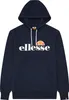 A navy blue hooded sweatshirt with the Ellesse logo on the front.