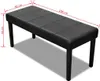 A black upholstered bench with dimensions indicated. Podgląd zdjęcia produktu