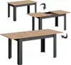 A dining table shown in three different configurations, illustrating its extendable feature. Produktbild-Vorschau