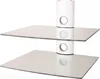 A two-tiered glass shelf unit with a white central support. Produktbild-Vorschau