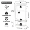 A diagram showing the dimensions and features of a white bamboo garment rack. Anteprima dell’immagine prodotto