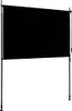 A black outdoor roller blind is mounted on a stand with two vertical poles. Náhled obrázku produktu