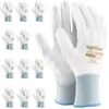 A group of white work gloves are displayed, with a close-up view of a pair of gloves on the right. Produktbild-Vorschau