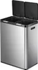 A stainless steel dual-compartment recycling bin with its lids open. Voir les images du produit
