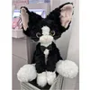 Plüsch Katze Kuscheltier 40 cm Schwarz Weiß Krullig Produktbild-Vorschau 3