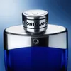 Close-up of the cap and upper part of a blue Mont Blanc Legend Blue Eau de Parfum bottle. Podgląd zdjęcia produktu
