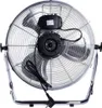 The back view of a chrome floor fan. Voir les images du produit