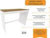 A white and wood-colored piece of furniture, likely a cabinet or desk, with text annotations pointing to its features. Náhled obrázku produktu