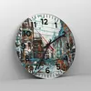 Wanduhr - Rund - Glasuhr - Stadt Straße Haus - 40x40cm - Produktbild-Vorschau 4