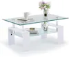 CLIPOP Couchtisch, Glas Wohnzimmertisch, 100x60x45cm Produktbild-Vorschau 1