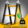 Hebitod Teleskopleiter schwarz Aluminium Klappbar Produktbild-Vorschau 3