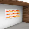 An illustration showing heat radiating from a panel on a wall, under a wooden surface. Voir les images du produit