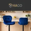 HAGO24 2er Set Barhocker Samt Blau Höhenverstellbar 59-79cm Produktbild-Vorschau 7