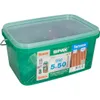 A green plastic container with a transparent lid, filled with screws. The container has a label with product information and branding. Anteprima dell’immagine prodotto