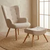 MENZZO Fauteuil scandinave + pouf Lylou Tissu Beige Voir les images du produit 3