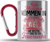 Trendation - Feuerwehr Frau Edelstahl Tasse Karabiner Produktbild-Vorschau 1