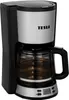 A black and silver Tesla coffee maker with a glass carafe filled with coffee. Produktbild-Vorschau